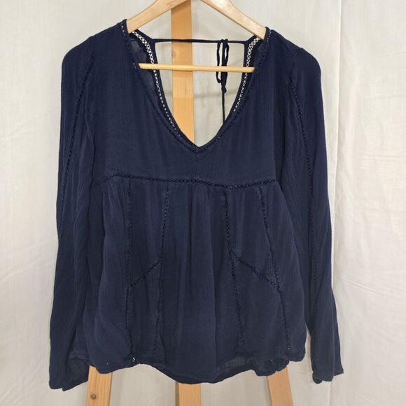 Abercrombie & Fitch Navy Blue babydoll blouse Size M - Picture 1 of 3